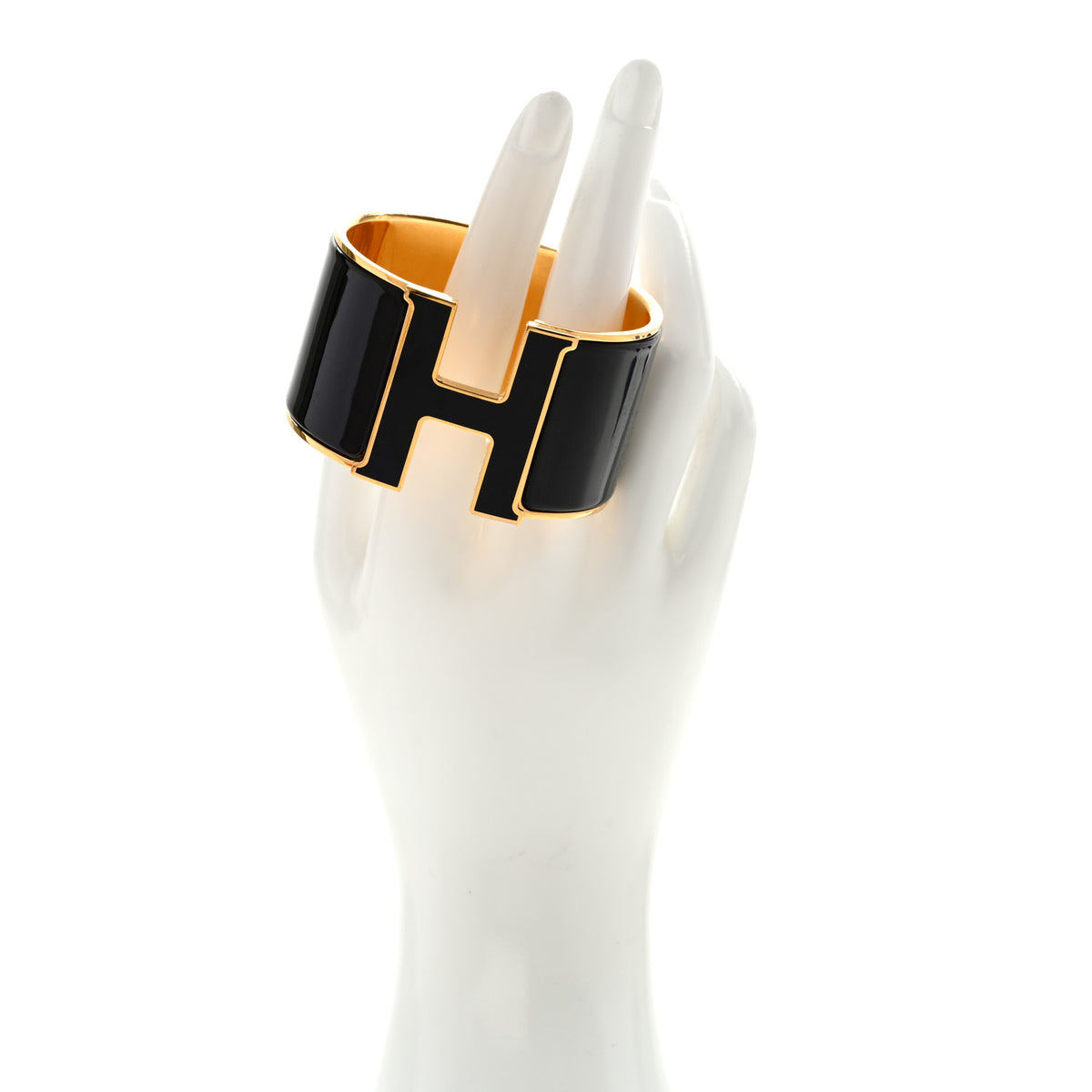 Enamel Extra Wide Clic Clac H Bracelet PM Black