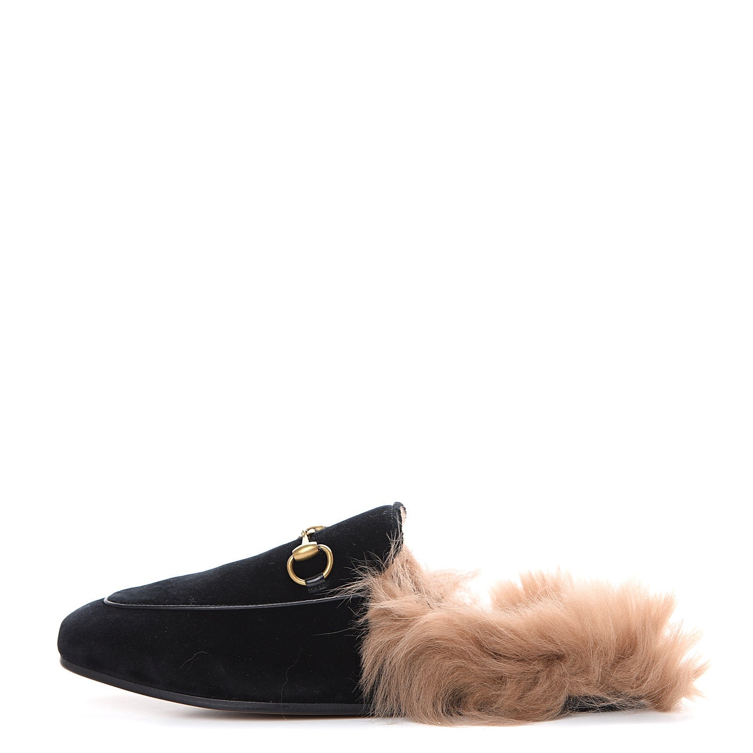 Gucci Velvet Fur Womens Princetown Slippers 36 Black 1 of 10