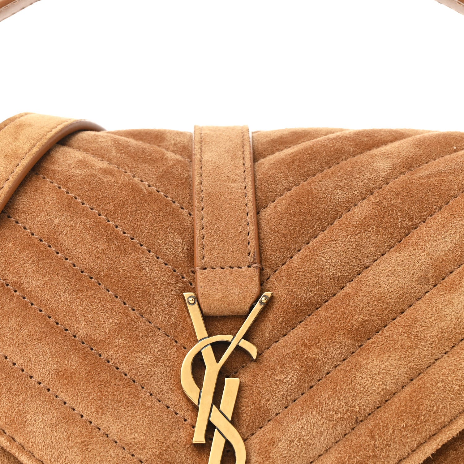 Saint Laurent Suede Matelasse Chevron Monogram Medium College Bag Cinnamon 8 of 11