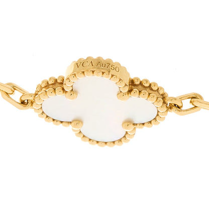 Van Cleef & Arpels 18K Yellow Gold Mother of Pearl 5 Motifs Vintage Alhambra Bracelet 3 of 4
