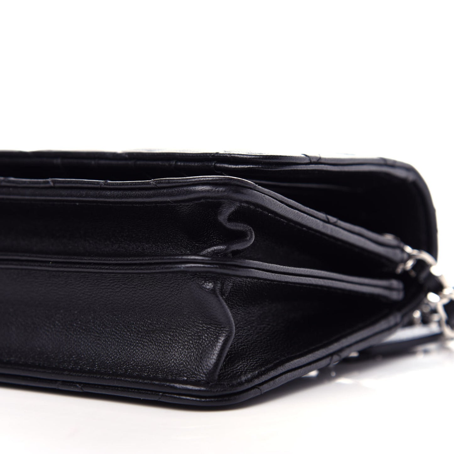 Lambskin Quilted Mini Wallet On Chain WOC Black