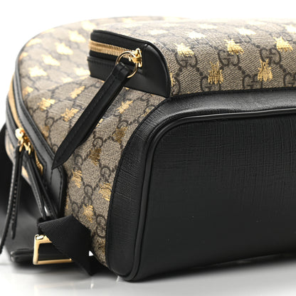 Gucci GG Supreme Monogram Bees Print Small Day Backpack Beige Oro Black 8 of 9