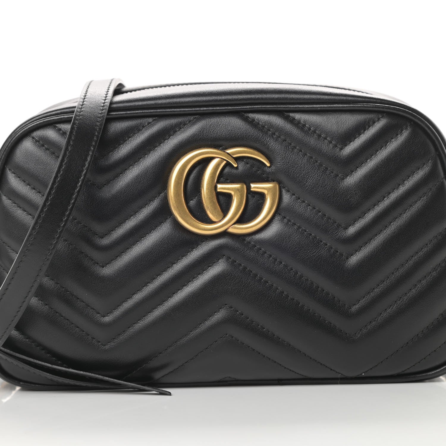 Gucci Calfskin Matelasse Small GG Marmont Chain Shoulder Bag Black 8 of 11