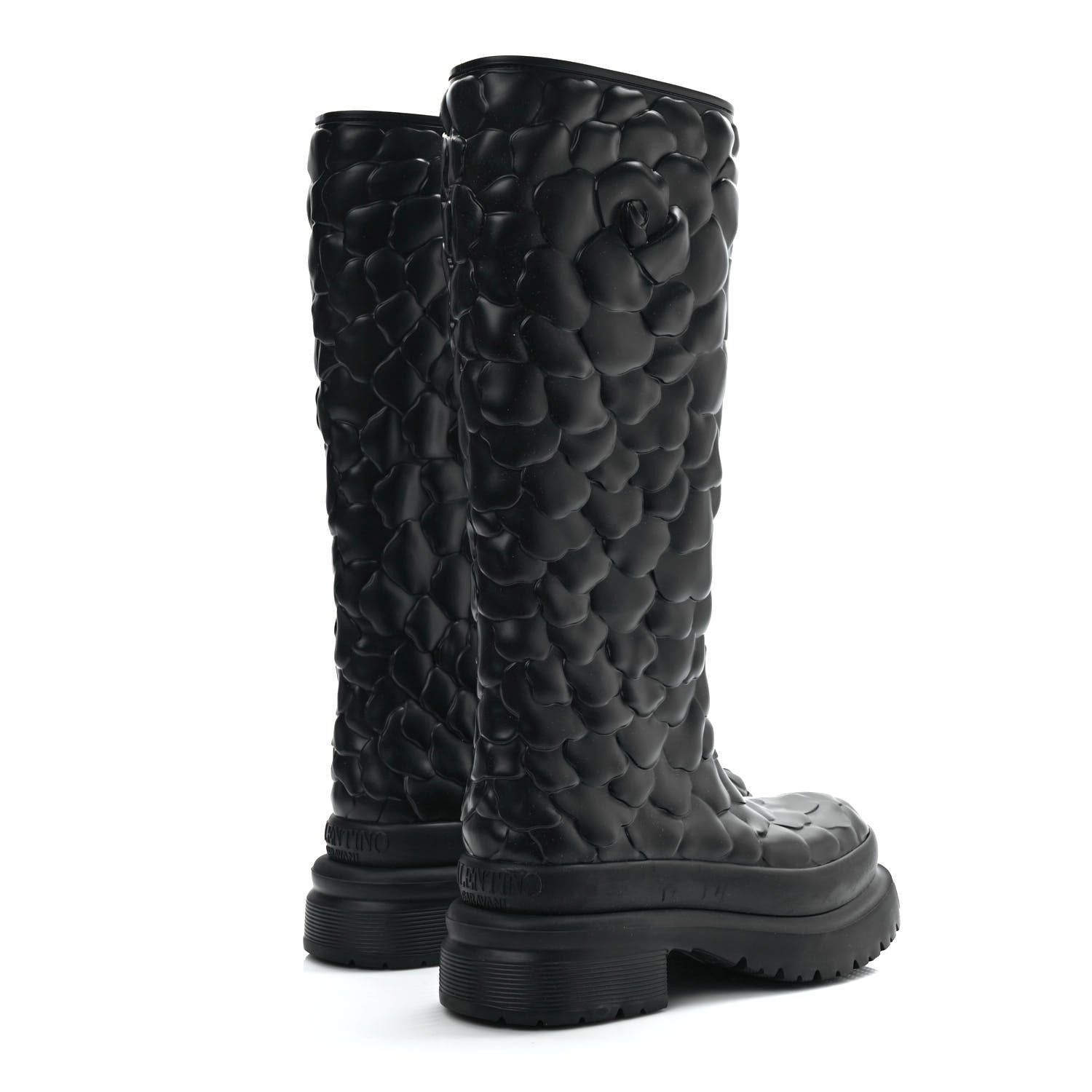 Valentino Garavani Rubber Atelier 03 Rose Edition 30/50mm Tall Rainboots 38 Black 4 of 9