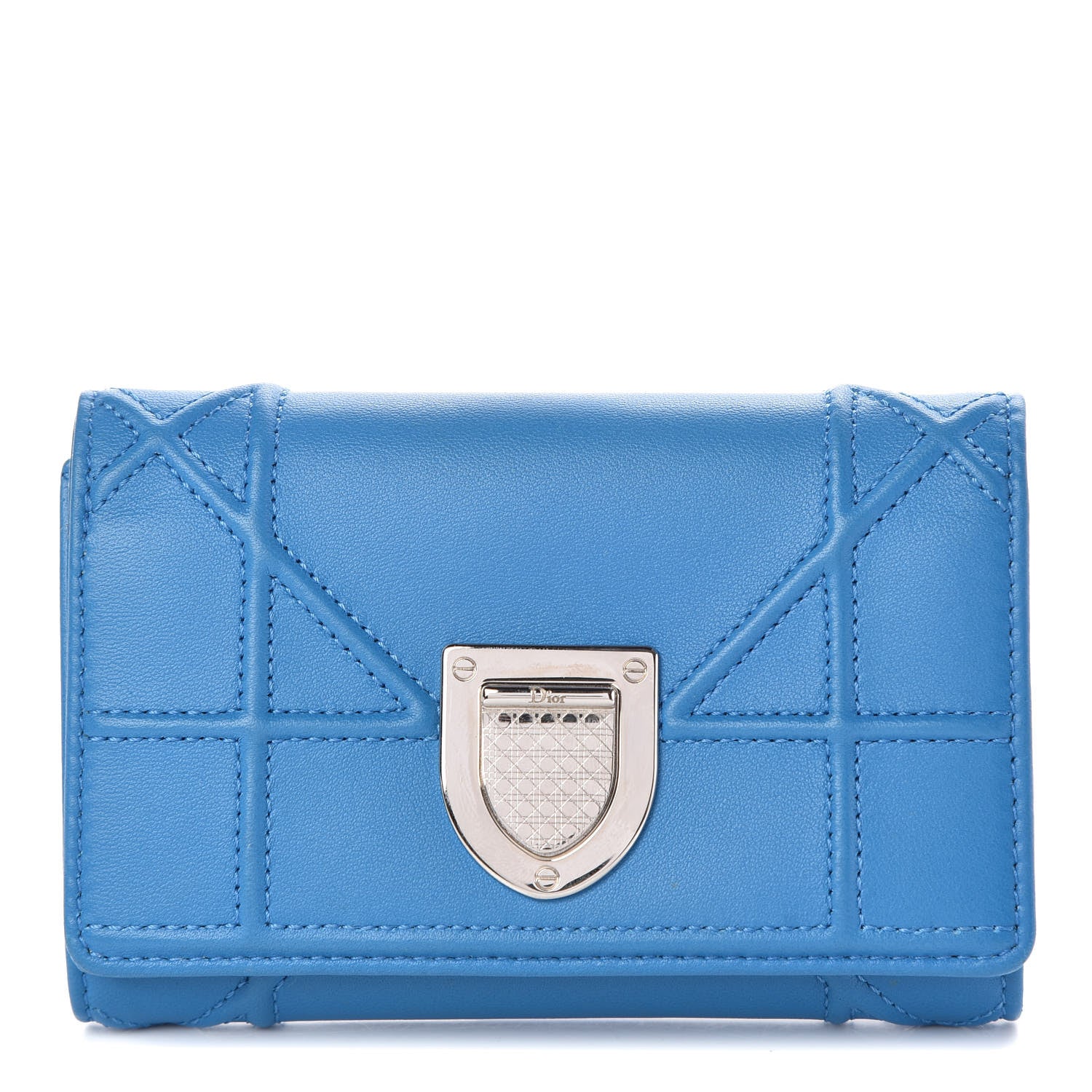 Christian Dior Lambskin Cannage Diorama Elancee Wallet Bleu Nosy 1 of 9