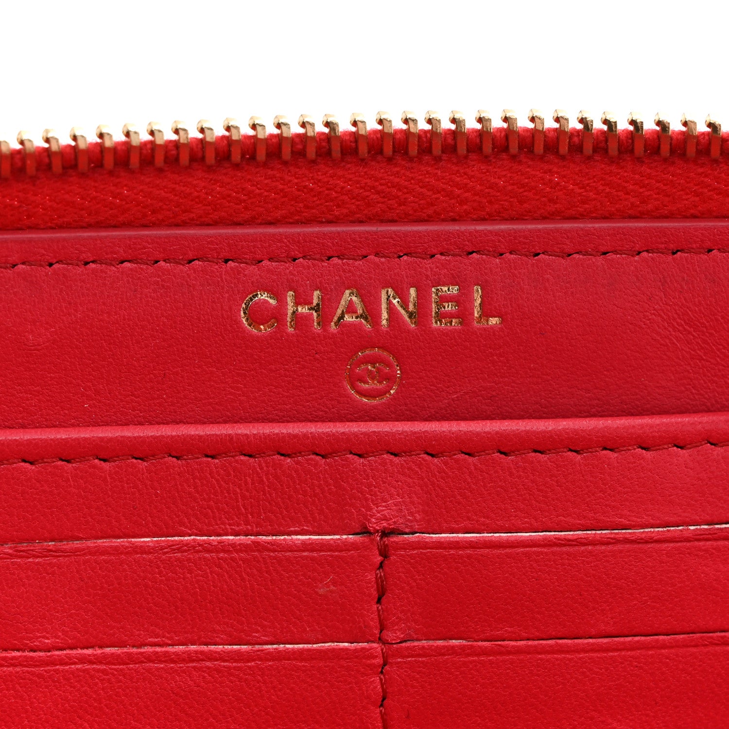 Chanel Lambskin Quilted Large Gusset Zip Around Wallet Dark Pink 6 of 14