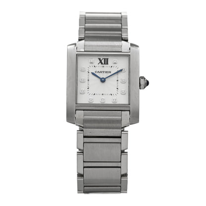 Cartier Stainless Steel Diamond 25mm Tank Francaise Quartz Watch 1 of 4