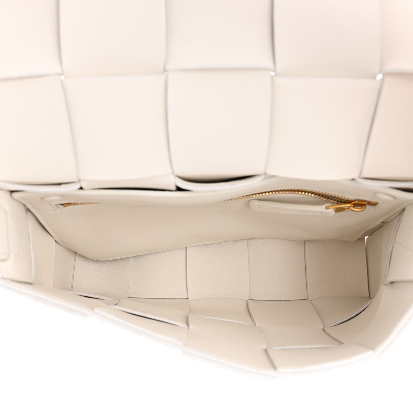 Lambskin Maxi Intrecciato Cassette Crossbody Bag White