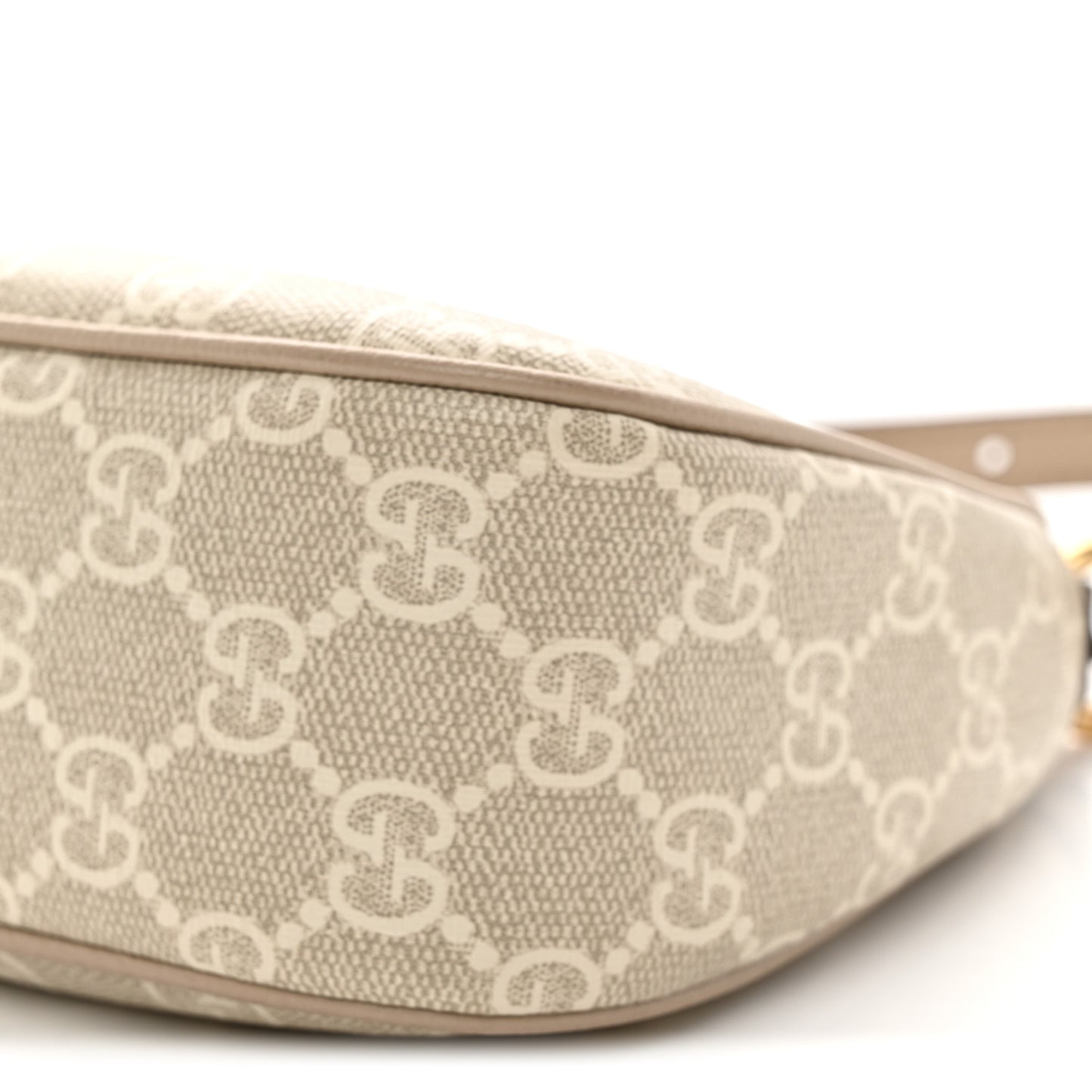 GG Supreme Monogram Textured Dollar Calfskin Small Ophidia Hobo Beige Mystic White Oatmeal