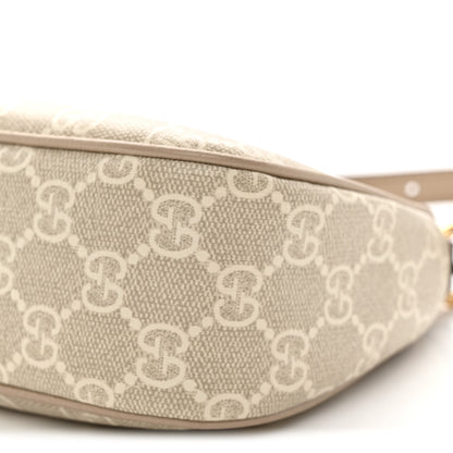 Gucci GG Supreme Monogram Textured Dollar Calfskin Small Ophidia Hobo Beige Mystic White Oatmeal 11 of 11