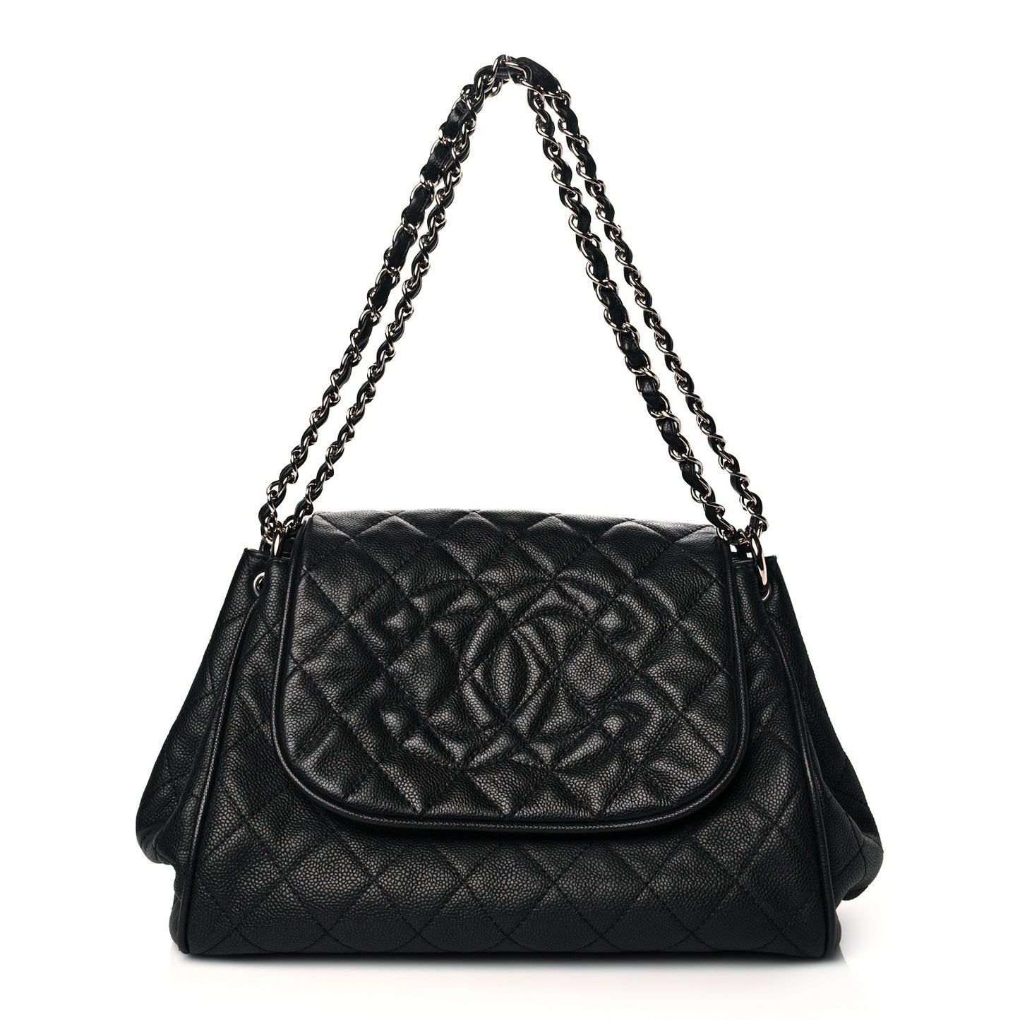 Caviar Quilted Timeless Accordion Flap Black
