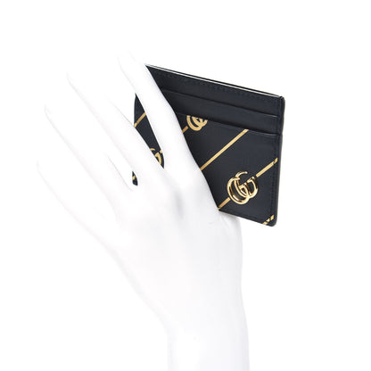 Gucci Calfskin Diagonal GG Card Holder Black Gold 2 of 6