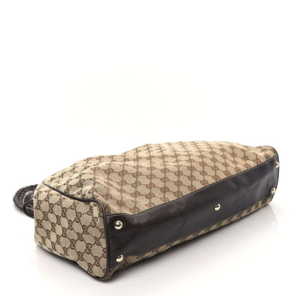 Gucci Monogram Peggy Braided Tote Dark Brown 4 of 10