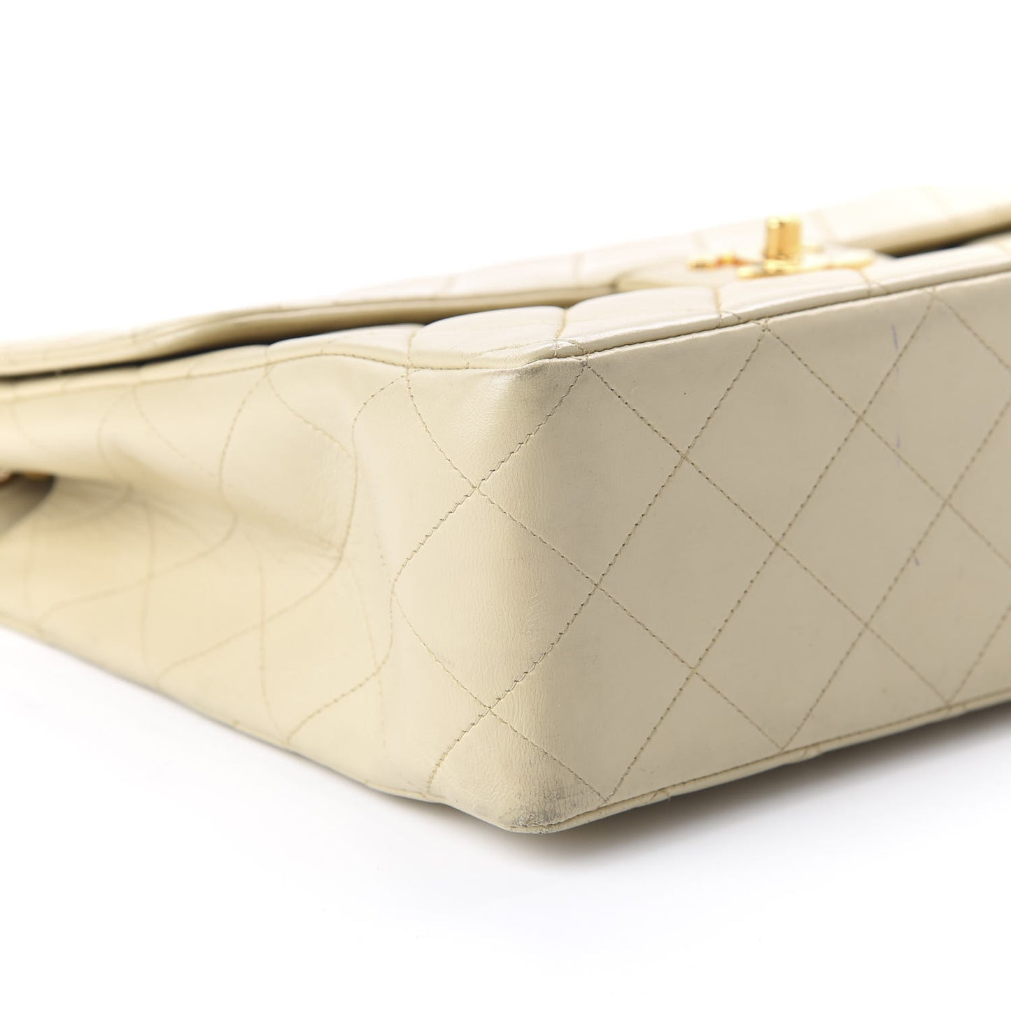 Lambskin Quilted Maxi Single Flap Beige