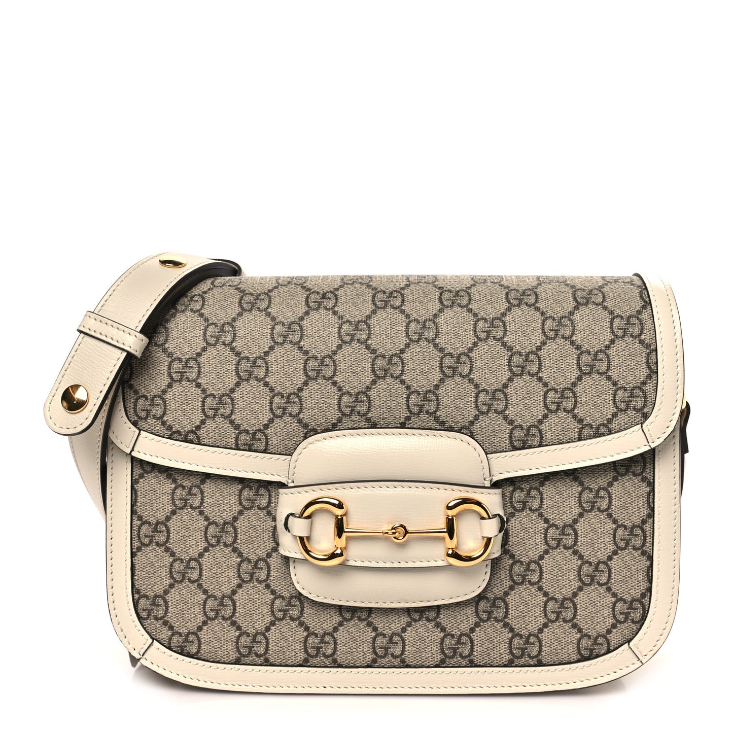 GG Supreme Monogram Horsebit 1955 Shoulder Bag Beige Mystic White
