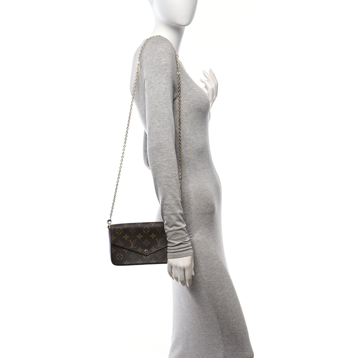 Monogram Pochette Felicie Chain Wallet Fuchsia