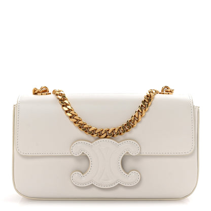 Celine Shiny Calfskin Cuir Triomphe Chain Shoulder Bag White 1 of 10