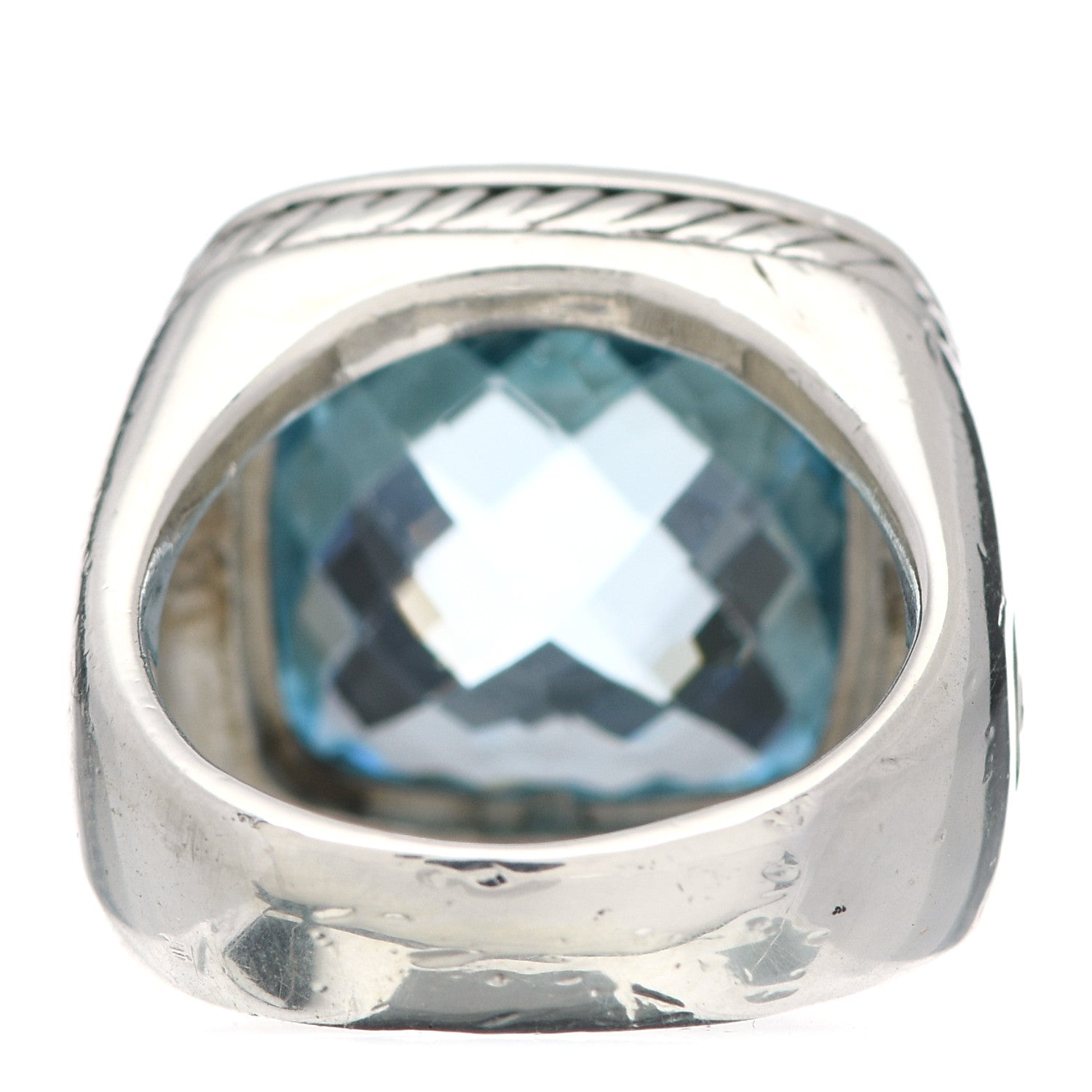 David Yurman Sterling Silver Diamond Blue Topaz 14mm Albion Ring 53 6.25 4 of 5