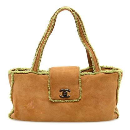 Chanel Suede Shearling Shoulder Bag Light Brown 1 of 10
