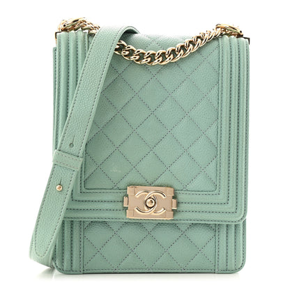 Chanel Calfskin Quilted North South Boy Flap Light Blue 1 of 13
