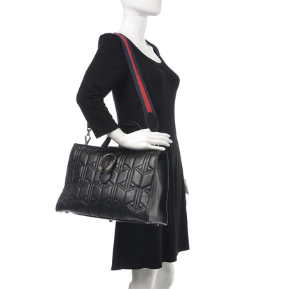 Gucci Calfskin Web Quilted Large Dionysus Tote Bag Black 2 of 14