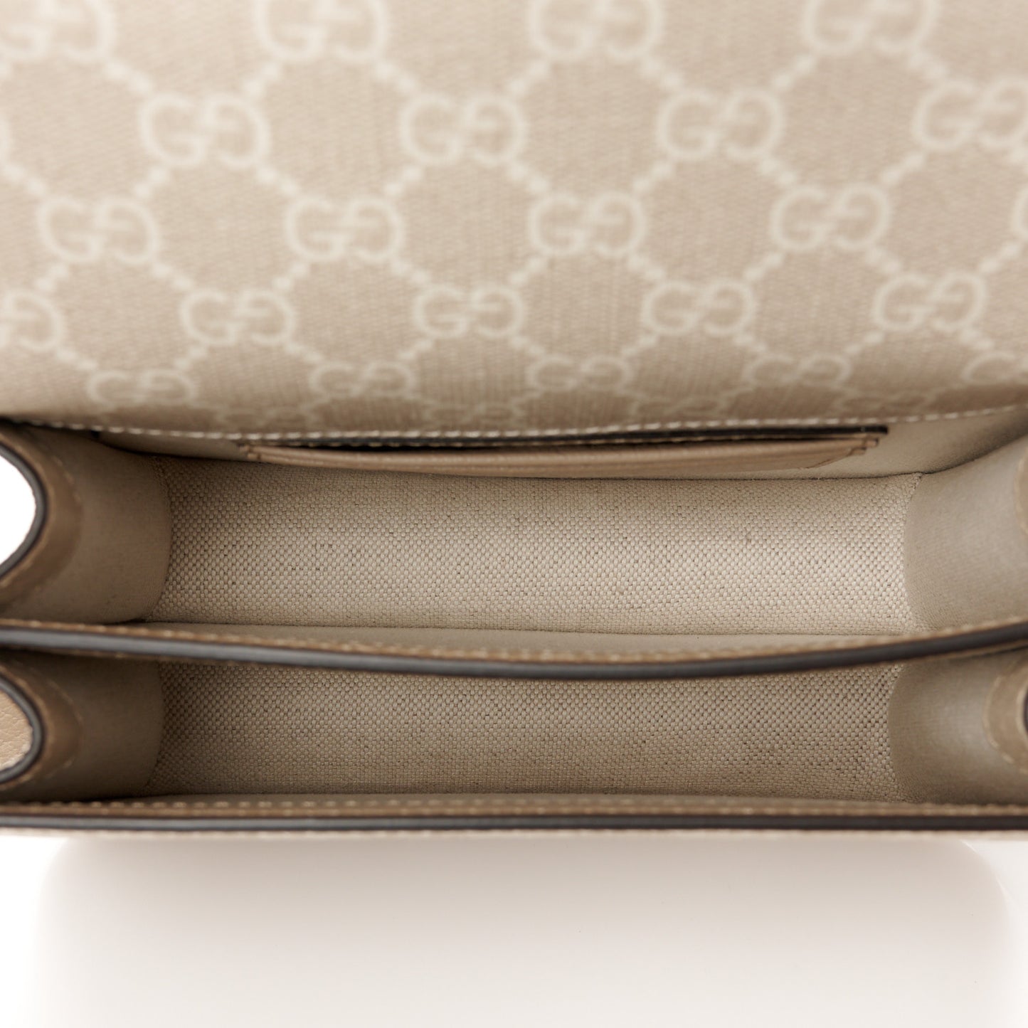 GG Supreme Monogram Textured Dollar Calfskin Mini Retro Interlocking G Flap Shoulder Bag Beige Mystic White Oatmeal