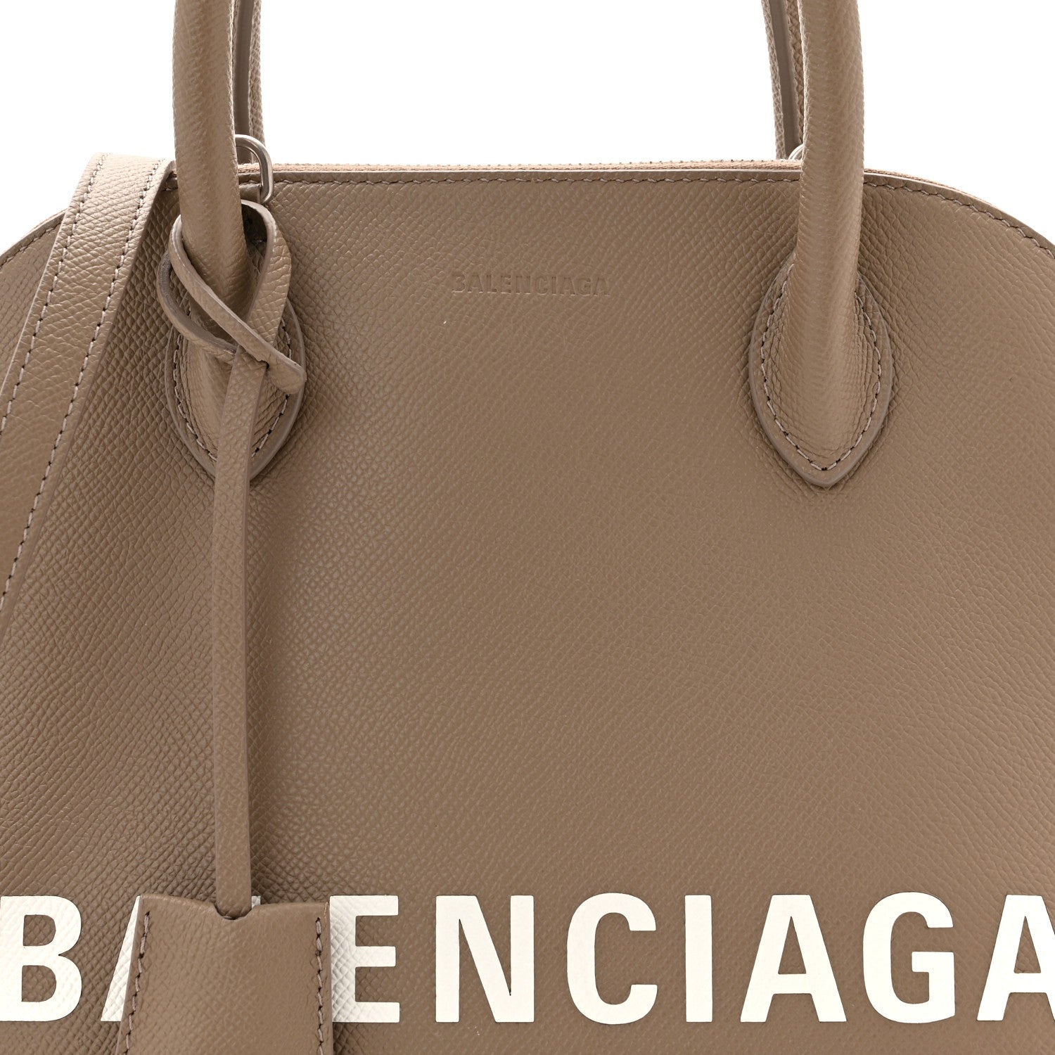Balenciaga Signature Grained Calfskin Logo S Ville Top Handle Bag Mink Grey White 8 of 11