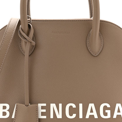Balenciaga Signature Grained Calfskin Logo S Ville Top Handle Bag Mink Grey White 8 of 11