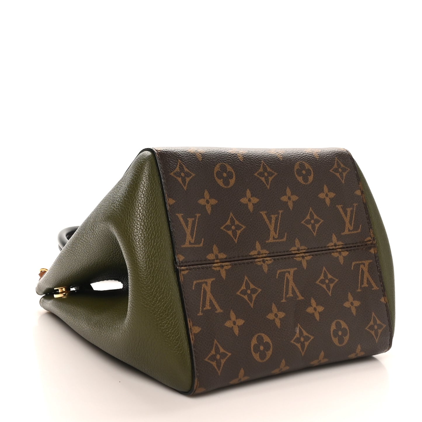 Calfskin Monogram Fold Tote PM Cream Khaki Black