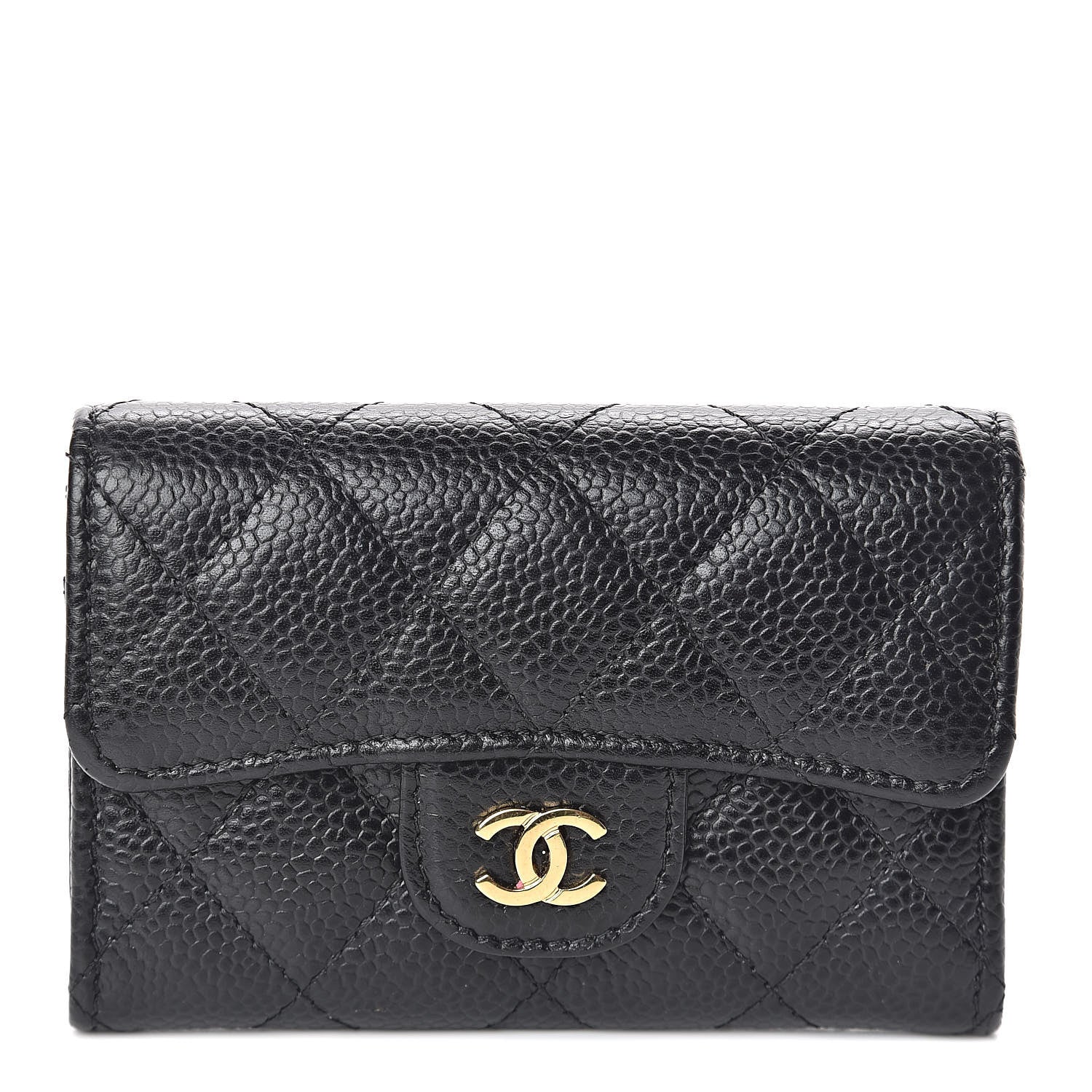 Chanel Caviar Quilted Flap Card Holder Wallet Black 1 of 10