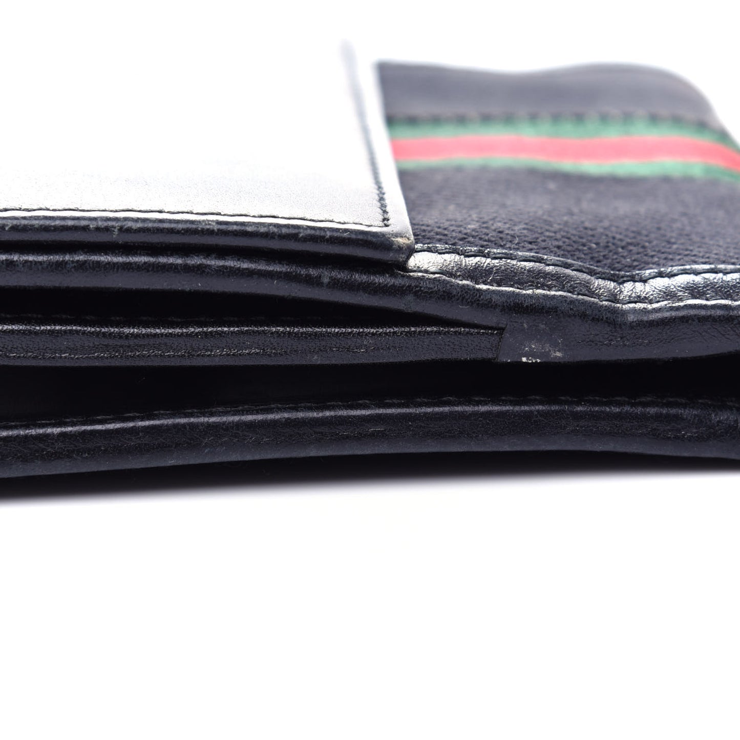 Calfskin Web Compact Wallet Black