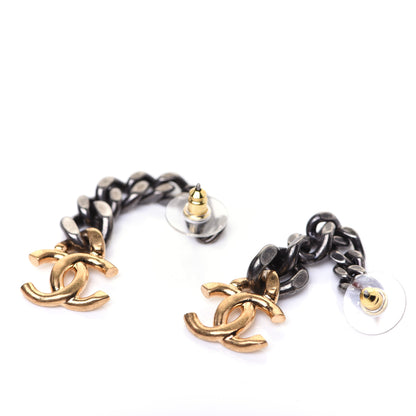Chanel Metal CC Drop Earrings Ruthenium Gold 3 of 8