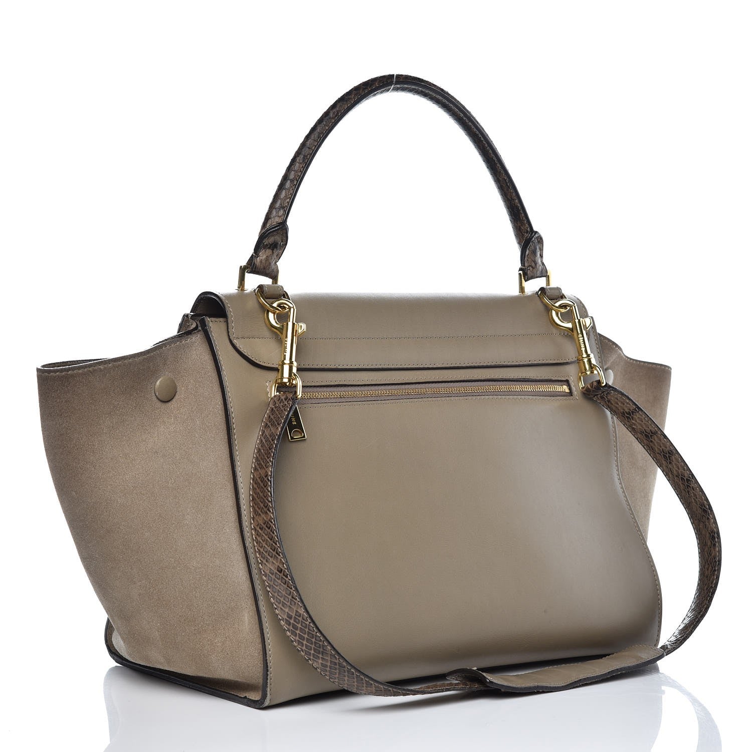 Celine Calfskin Suede Whipsnake Medium Trapeze Taupe 4 of 18