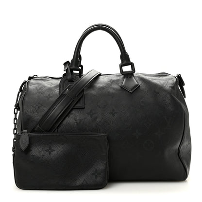 Louis Vuitton Calfskin Monogram Speedy P9 Bandouliere 40 Ultra Black 2 of 12