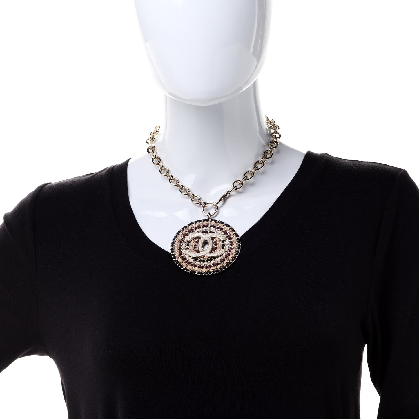Lambskin Chain CC Necklace Gold
