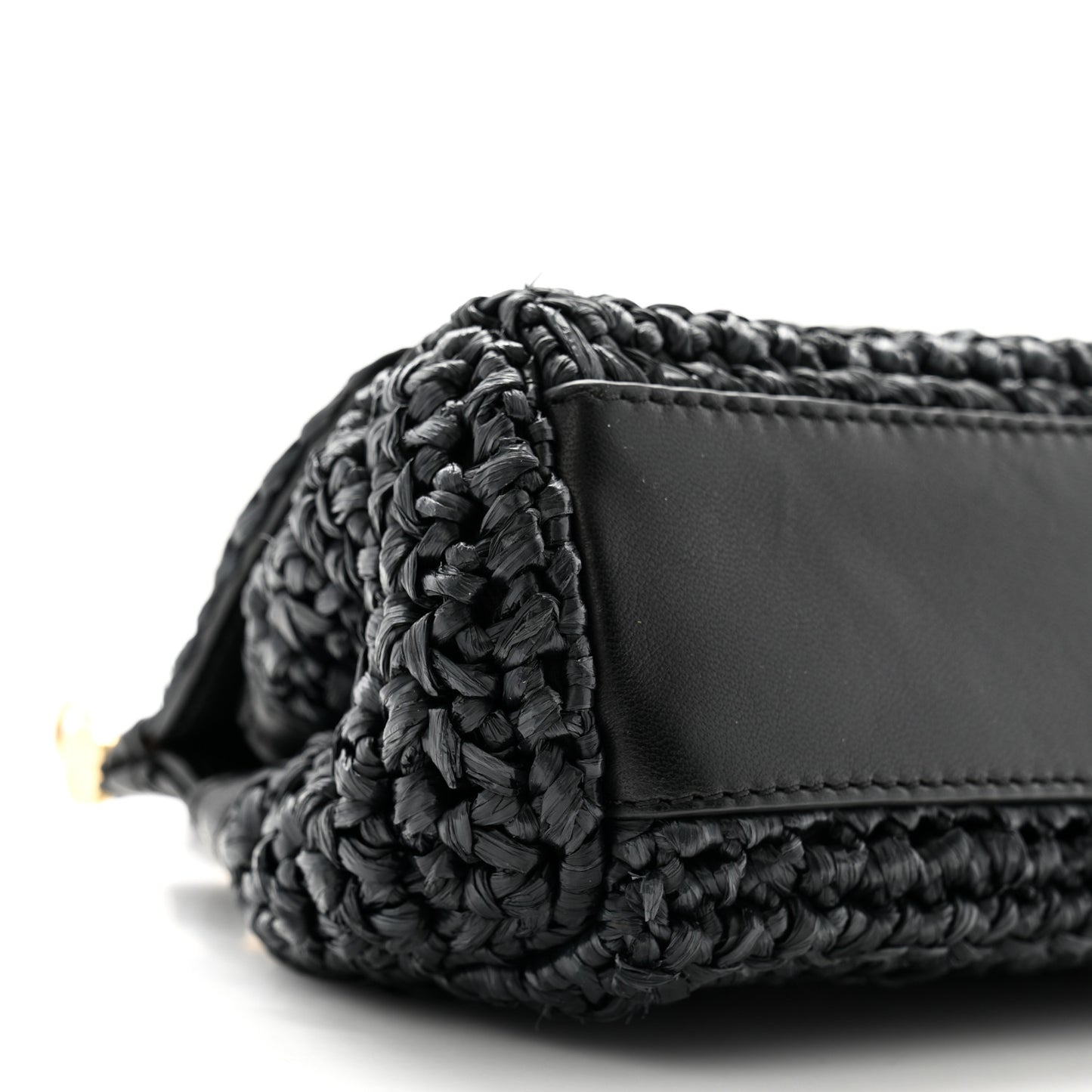 Raffia Crochet Micro Miss Sicily Satchel Black