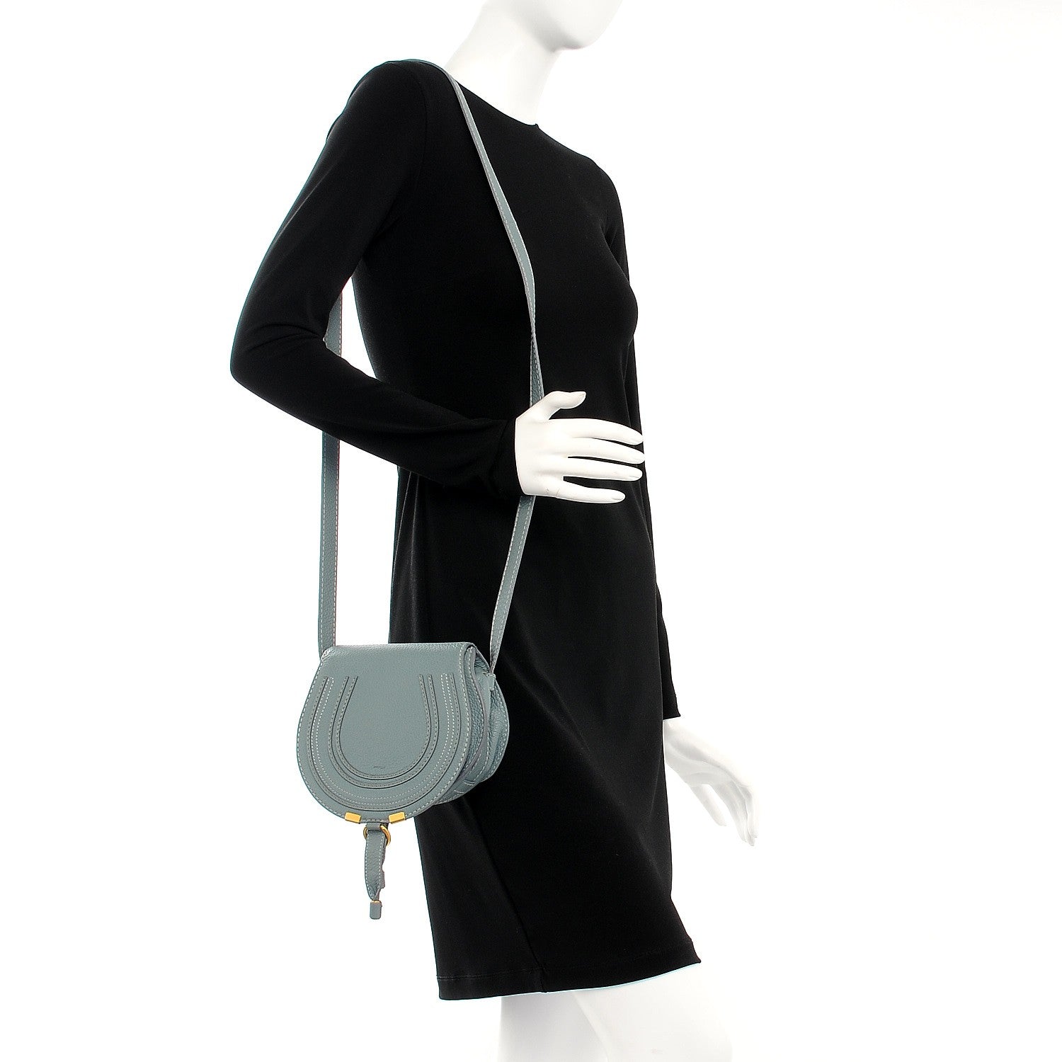 Chloe Calfskin Mini Marcie Round Crossbody Bag Cloudy Blue 2 of 9