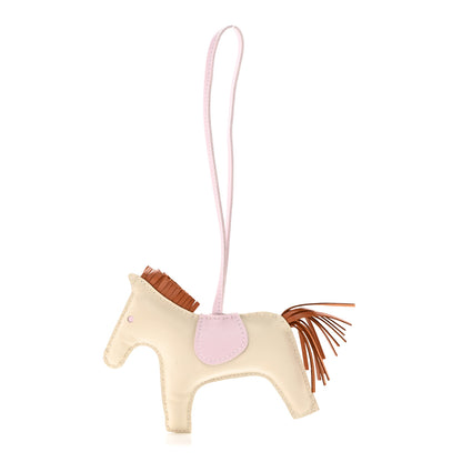 Hermes Milo Lambskin Grigri Rodeo Horse Bag Charm MM Craie Gold Mauve Pale 1 of 6