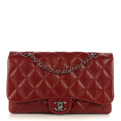 Chanel Lambskin Quilted Large 3 Flap Red 1 of 8