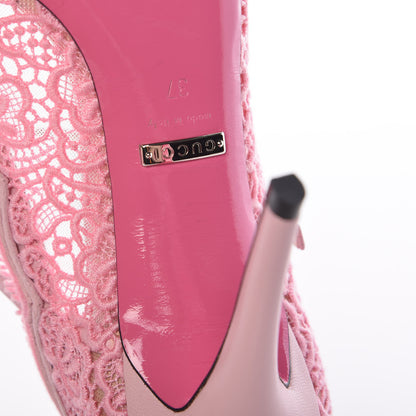 Gucci Lace Pizzo Venice Pumps 37 Sugar Pink 6 of 9