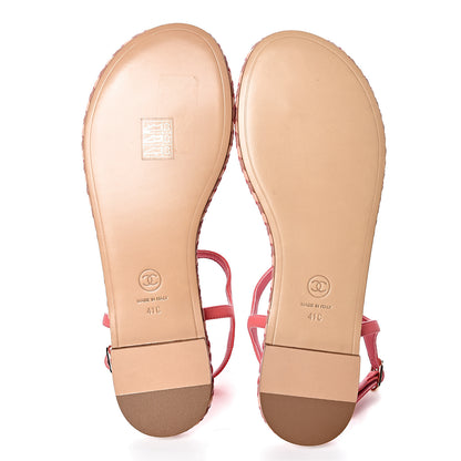 Chanel Lambskin Chain CC Logo Thong Sandals 41 Bright Pink 5 of 7