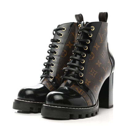 Louis Vuitton Patent Calfskin Monogram Star Trail Ankle Boots 38.5 Black 3 of 16