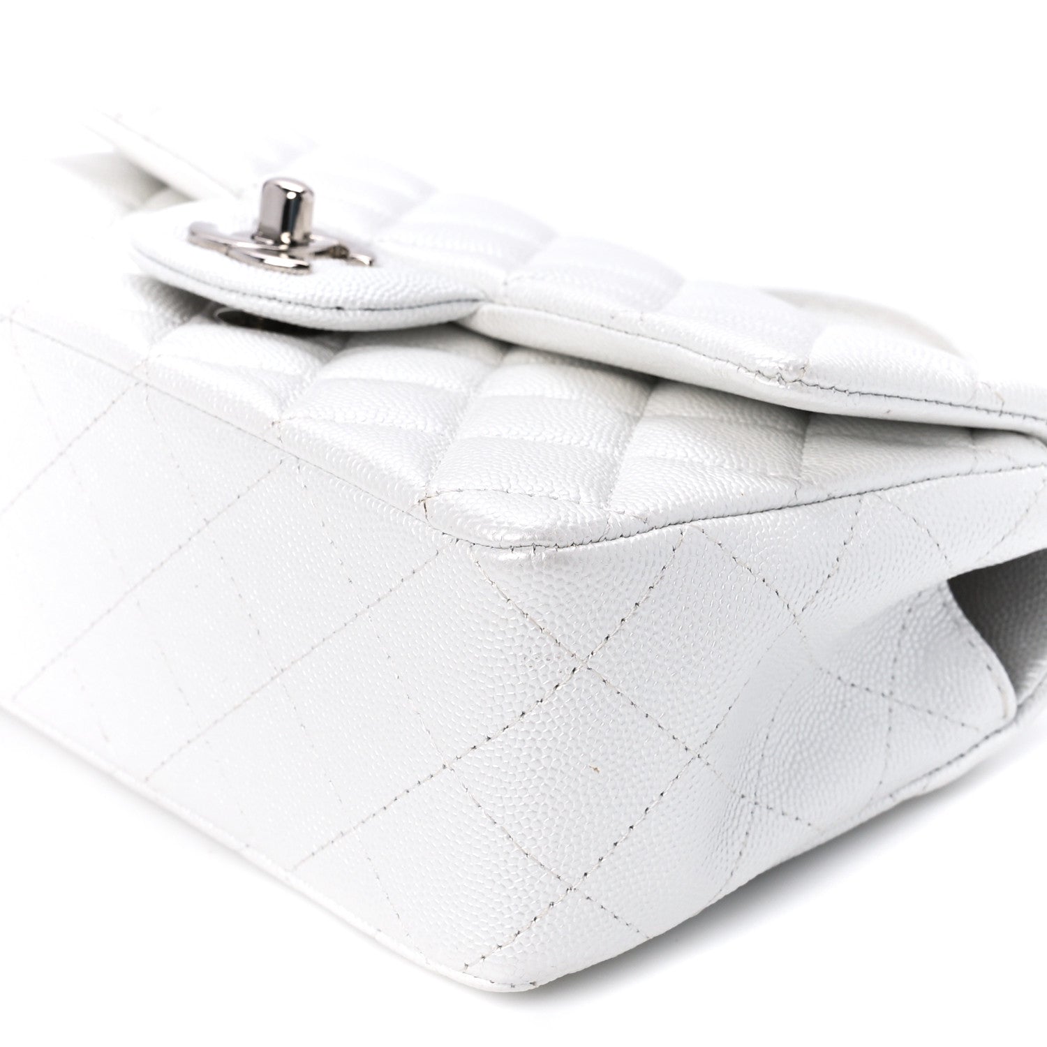 Chanel Iridescent Caviar Quilted Mini Top Handle Rectangular Flap White 12 of 13
