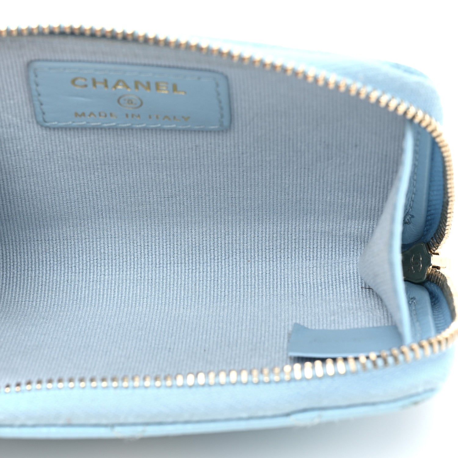 Chanel Caviar Quilted Zipped Key Holder Case Light Blue 5 of 13