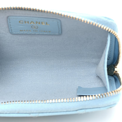 Chanel Caviar Quilted Zipped Key Holder Case Light Blue 5 of 13