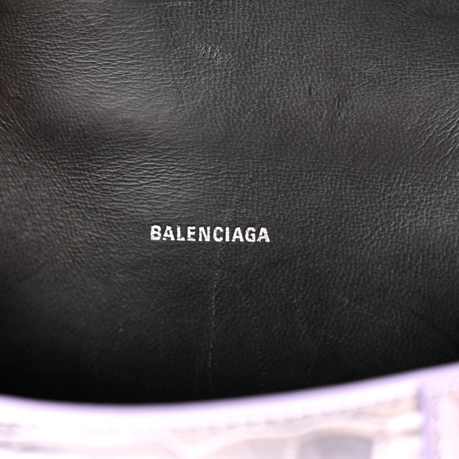 Balenciaga Metallic Calfskin Crocodile Embossed Hourglass Top Handle Bag XS Lilac 6 of 13