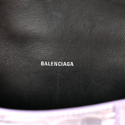 Balenciaga Metallic Calfskin Crocodile Embossed Hourglass Top Handle Bag XS Lilac 6 of 13