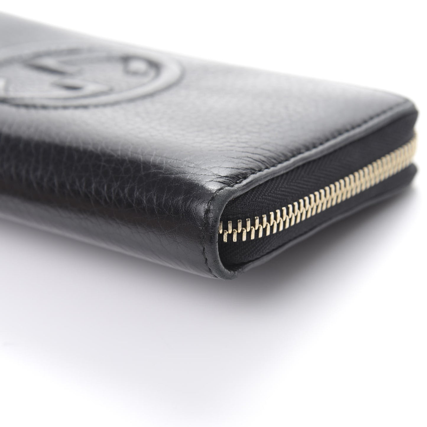 Pebbled Calfskin Soho Zip Around Wallet Black