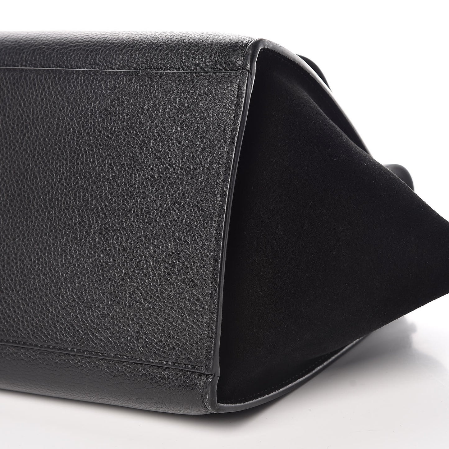 Drummed Calfskin Suede Small Trapeze Black