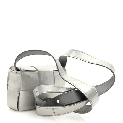 Bottega Veneta Metallic Patent Calfskin Maxi Intrecciato Extra Mini Cassette Crossbody Bag Silver 3 of 10